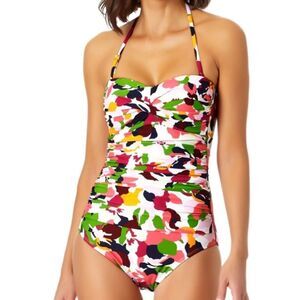 Anne Cole Women's Twist Front Shirred One Piece Swimsuit size 10